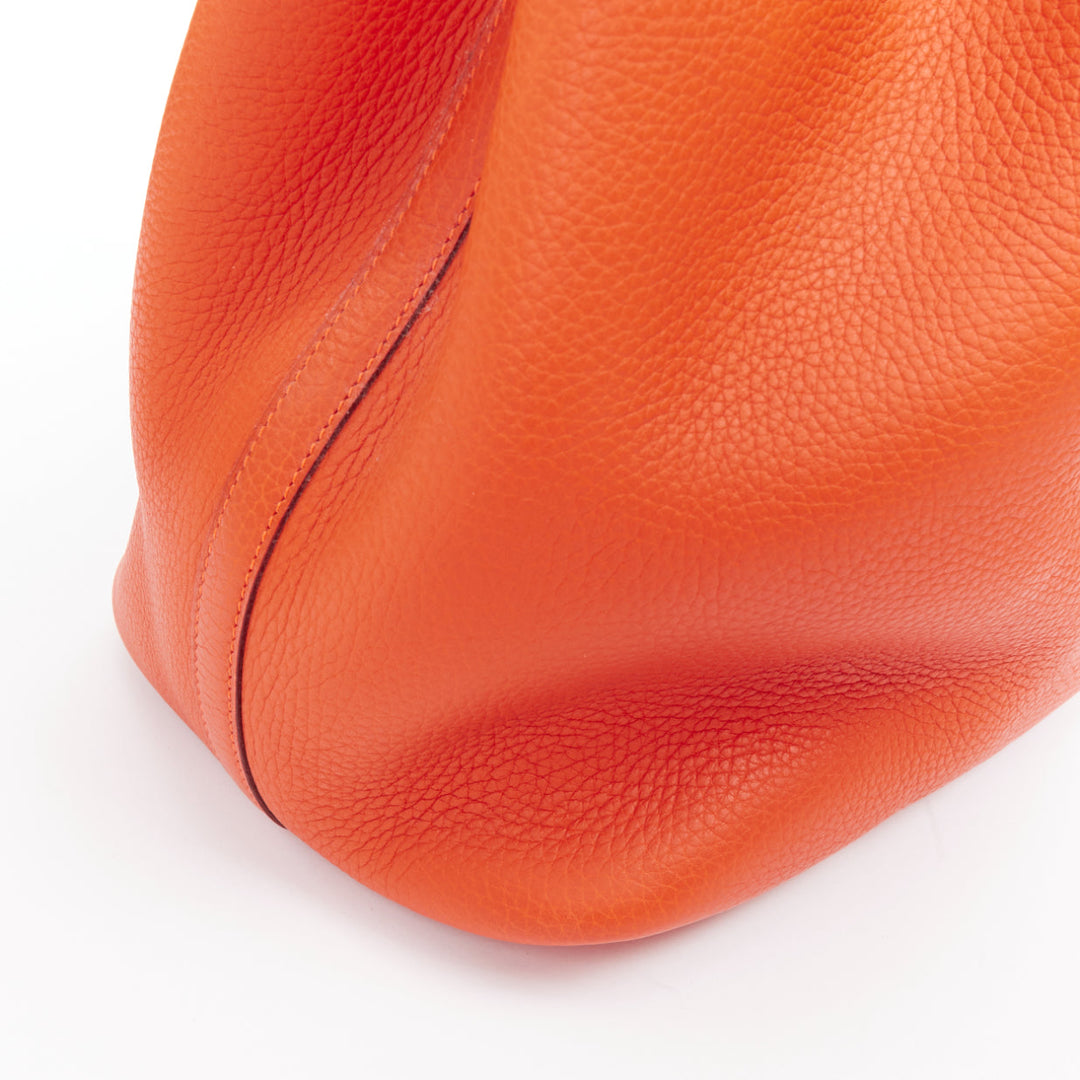 HERMES Picotin 22 orange Clemence leather palladium hardware tote bag MM