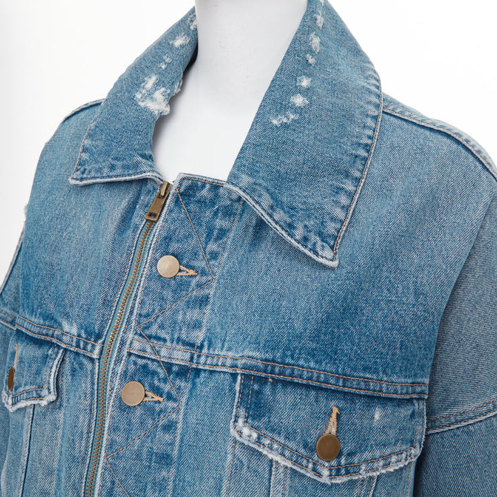 MONSE 2019 DISNEY Pluto light wash distressed denim cocoon jacket XS