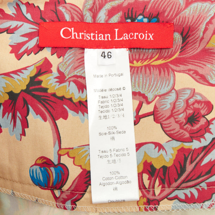 CHRISTIAN LACROIX Vintage tiered paisley patchwork silk bohemian skirt FR46 3XL