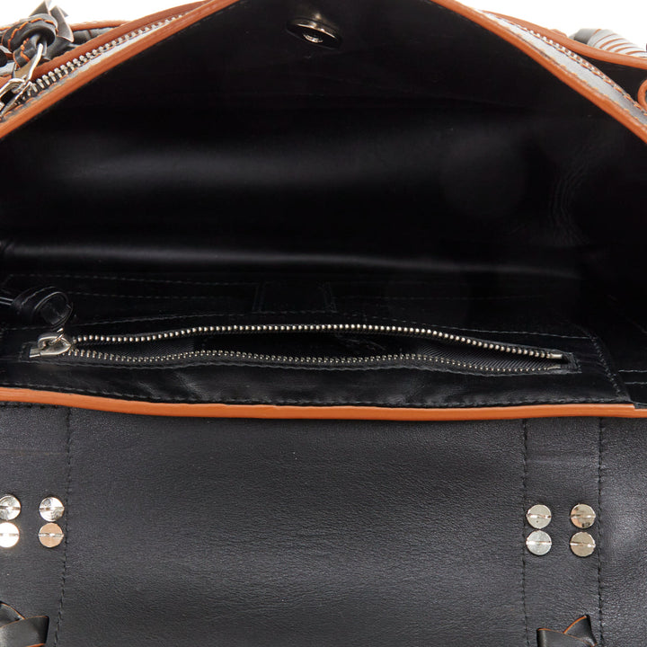 PROENZA SCHOULER PS1 Medium whipstitch black leather orange trim satchel bag OS