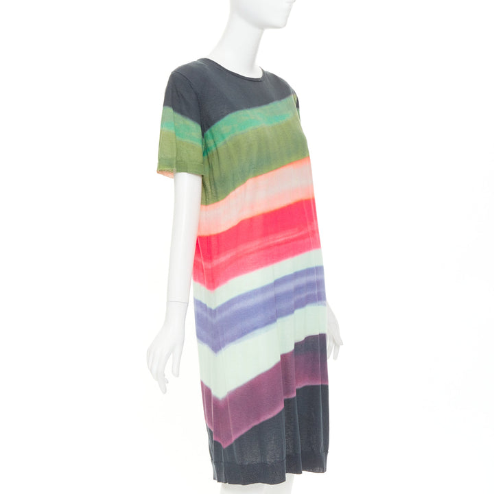 DRIES VAN NOTEN 2021 Len Lye  Runway multicolor  shoulder pad tshirt dress S