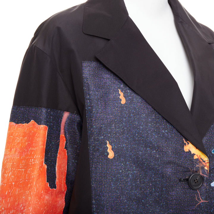 PRADA 2017 Runway Vendemiaire orange black pop art coat IT38 XS Anna Wintour