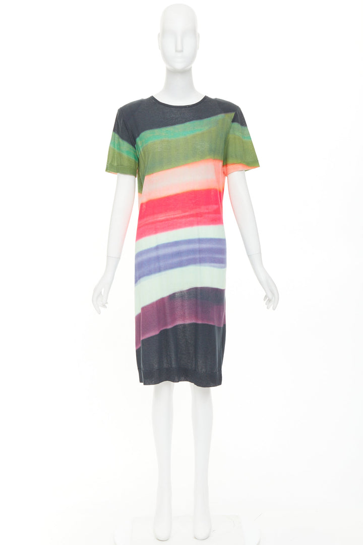 DRIES VAN NOTEN 2021 Len Lye  Runway multicolor  shoulder pad tshirt dress S