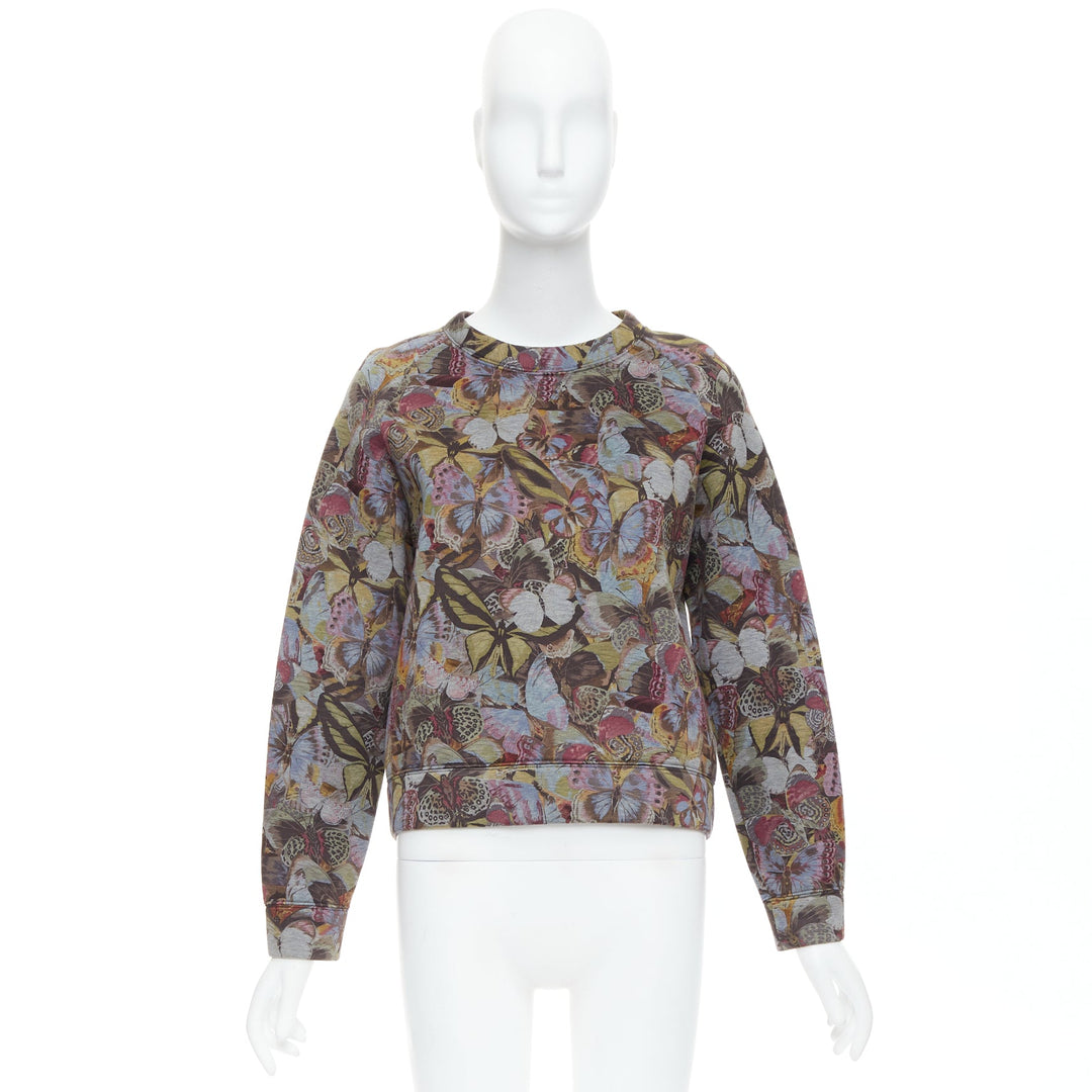 VALENTINO multicolor butterfly print neoprene pullover sweater M