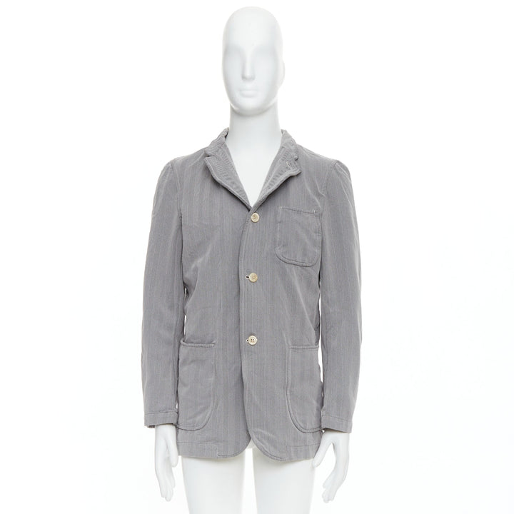 Male mannequin wearing Comme Des Garcons HOMME PLUS 1999 Grey Polyester Men Blazers in Size  M | Available at JHROP