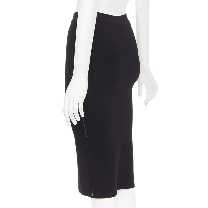OSCAR DE LA RENTA P16 black lattice cut out side high waisted pencil skirt XS