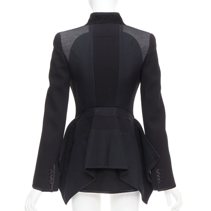 GIVENCHY 2012 Runway black structural sheer overlay peplum blazer