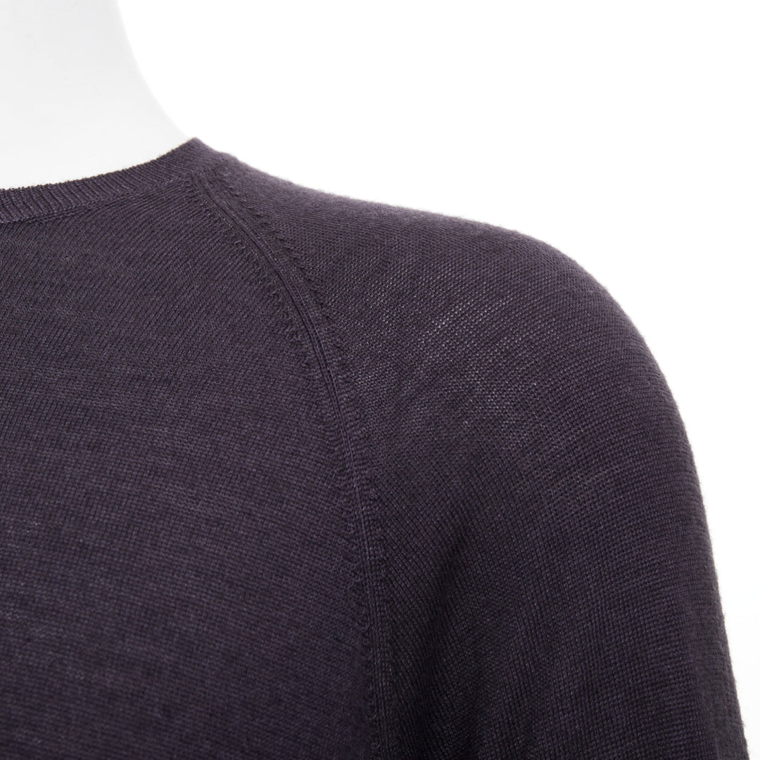 PRADA 2008 dark charcoal grey sheer wool silk blend long sleeve sweater IT46 S