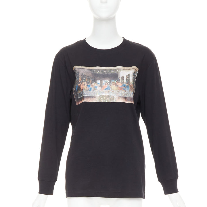 SARA SHAKEEL X BROWNS black cotton The Last Supper crystal dusted top S