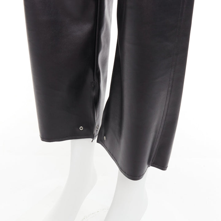 MAISON MARGIELA MM6 black faux leather grommet cropped pants IT38 XS