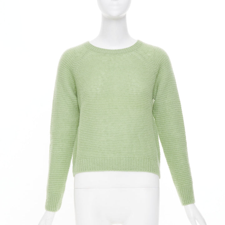MAX MARA 2019 sage light green textured waffle knit cashmere silk sweater XS