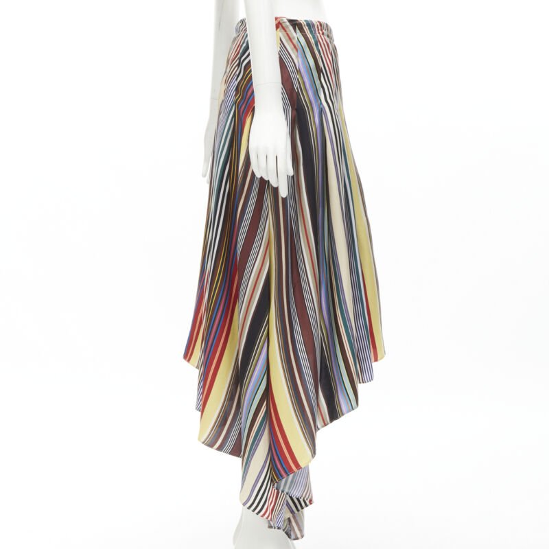 MONSE rainbow striped silk belted front asymmetric skirt US6 M