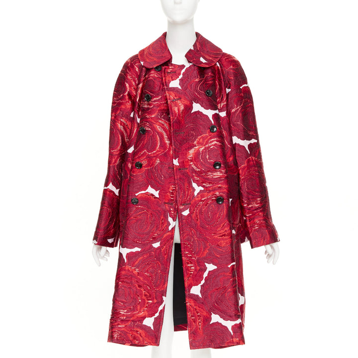 COMME DES GARCONS 2020 Orlando double sleeve red rose jacquard brocade coat S