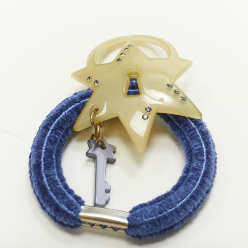 rare CHIC & MODE Alexandre Zouari Lock heart star diamond crystal hair clip tie