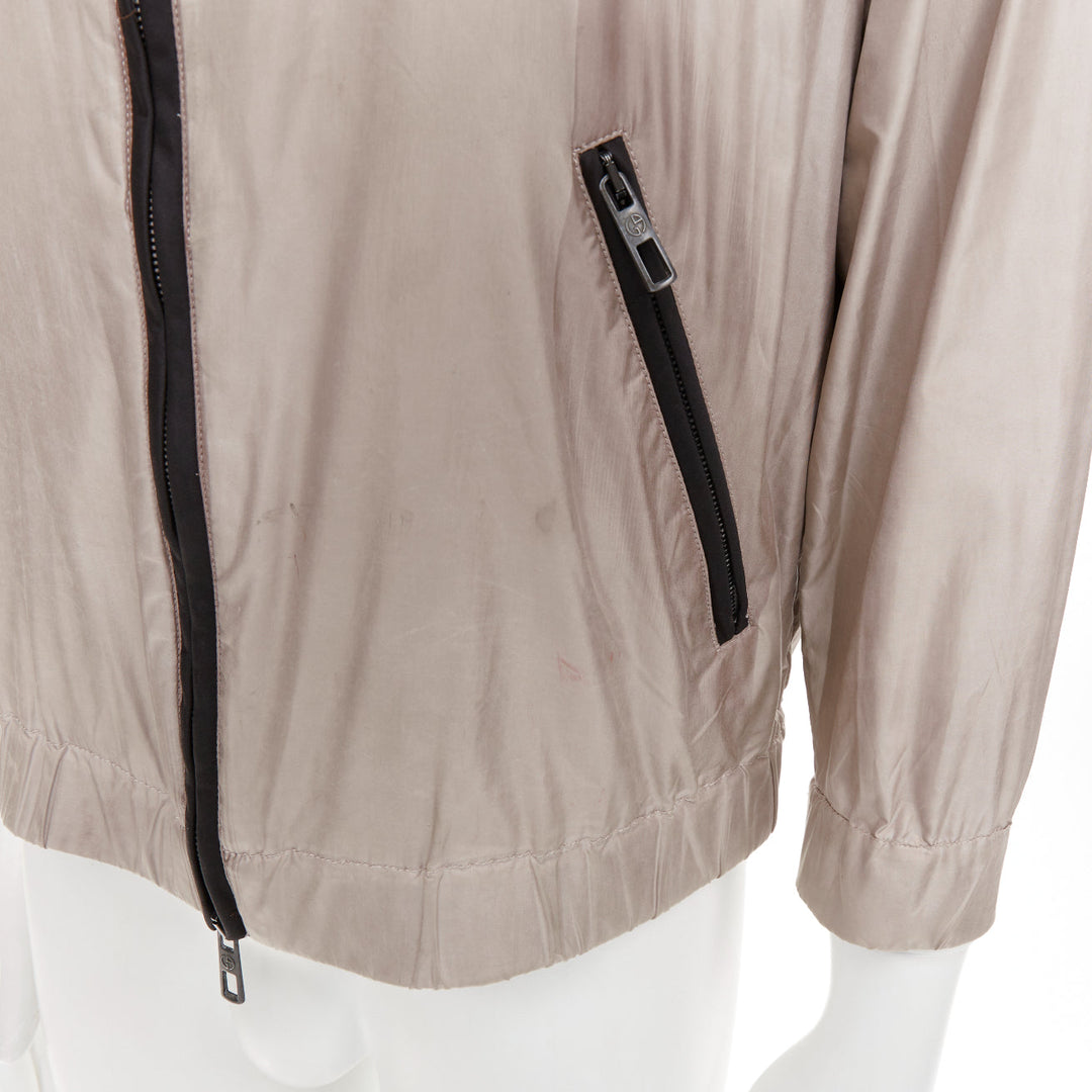 GIORGIO ARMANI champagne silver technical zip up blouson bomber jacket IT48 M