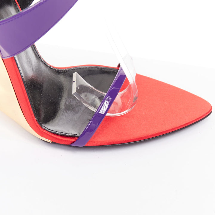 SAINT LAURENT Gippy Wedge Acinus Violet purple red metallic wedge heels EU36.5