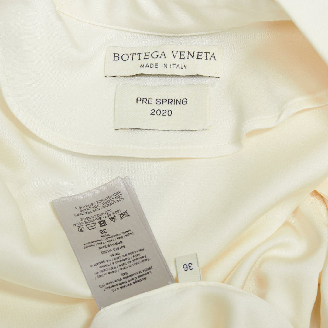 BOTTEGA VENETA 100% silk cream ruched raglan sleeves shirt IT36 XXS