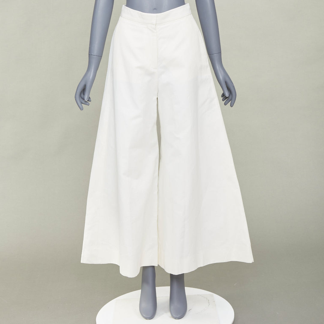 STELLA MCCARTNEY 2018 off white woven pleated wide leg culottes pants IT40 S
