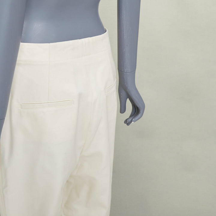 COLVILLE ivory cream cotton twill taped v raised hem harem pants IT42 M