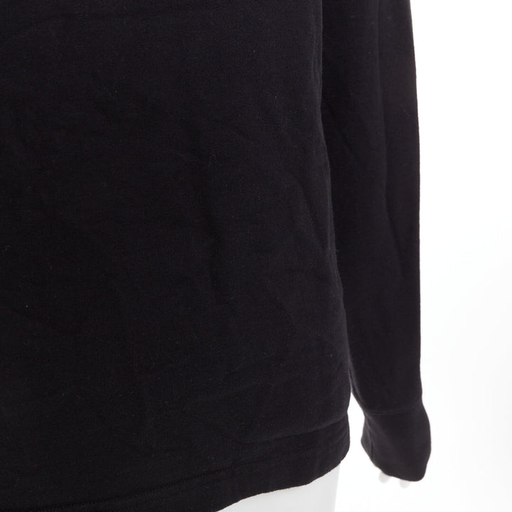 BALENCIAGA Demna 2020 black fleece lined distressed inside out turtleneck top M