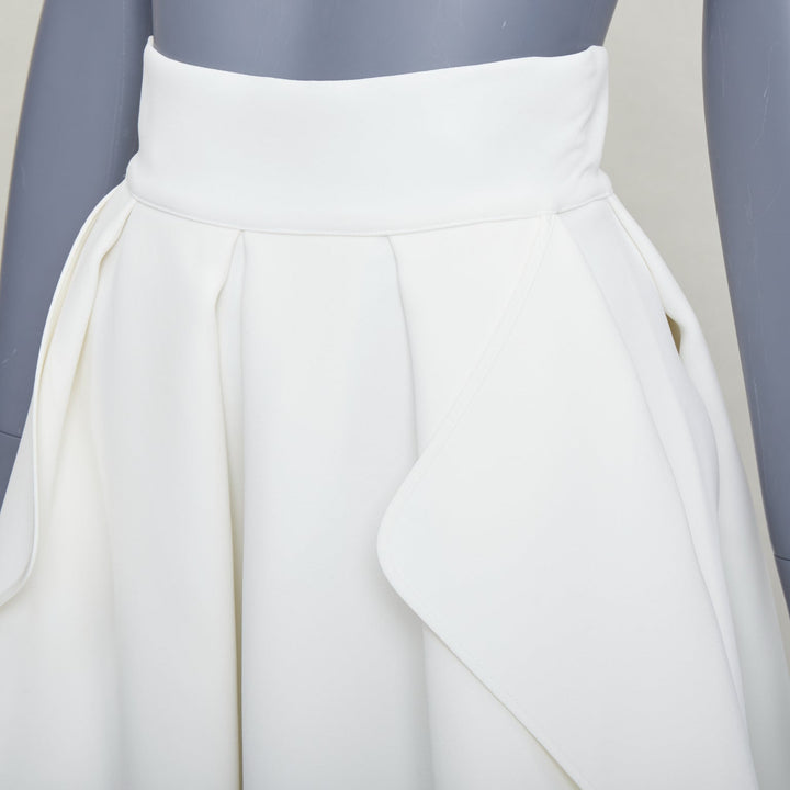 MATICEVSKI 2020 Fondness cream crepe pleated front drape hi low full skirt AU8 S