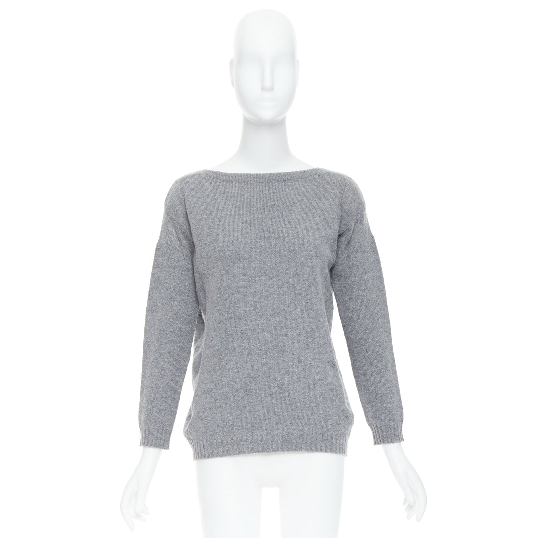 PRADA grey bateau neck panelled crop sleeves sweater