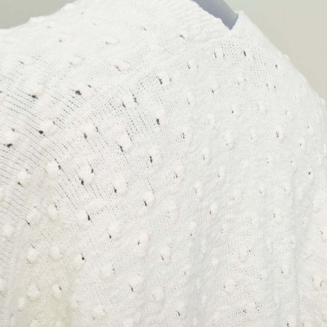 LAUREN MANOOGIAN 2022 Bubble Rib open front cream cotton cardigan knitwear OS