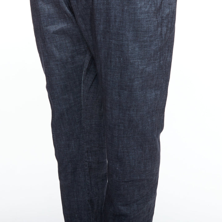 HAIDER ACKERMANN blue linen cotton low waist drop harem pants M