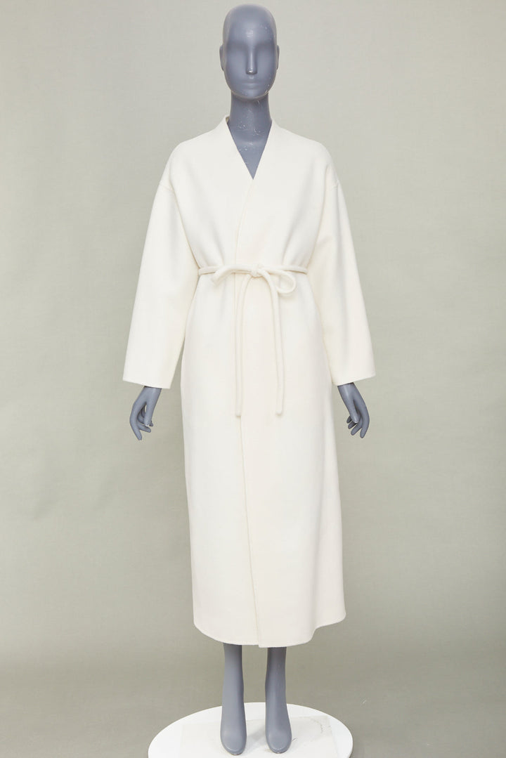 ANINE BING 2021 Hunter ivory double faced wool cashmere wrap coat XS