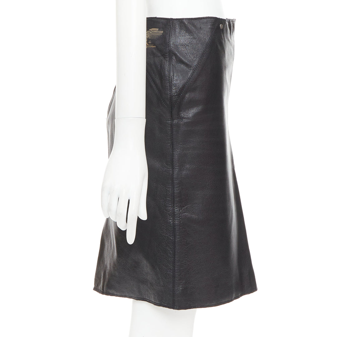 VERSACE SPORT Vintage black leather medusa print pencil skirt IT40 S