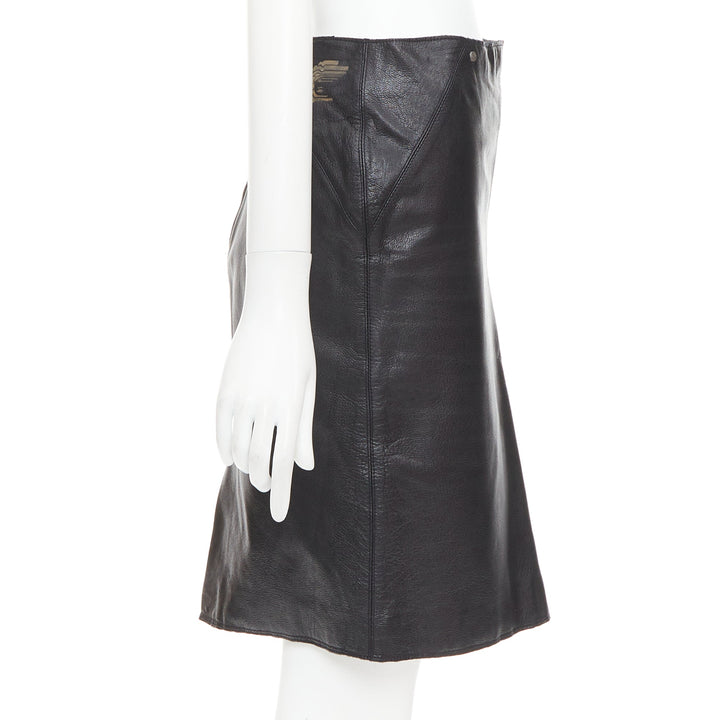 VERSACE SPORT Vintage black leather medusa print pencil skirt IT40 S