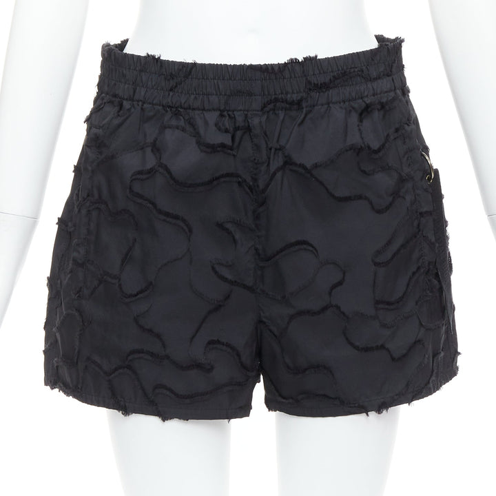 CHRISTIAN DIOR black camouflage patch applique logo shorts FR36 S