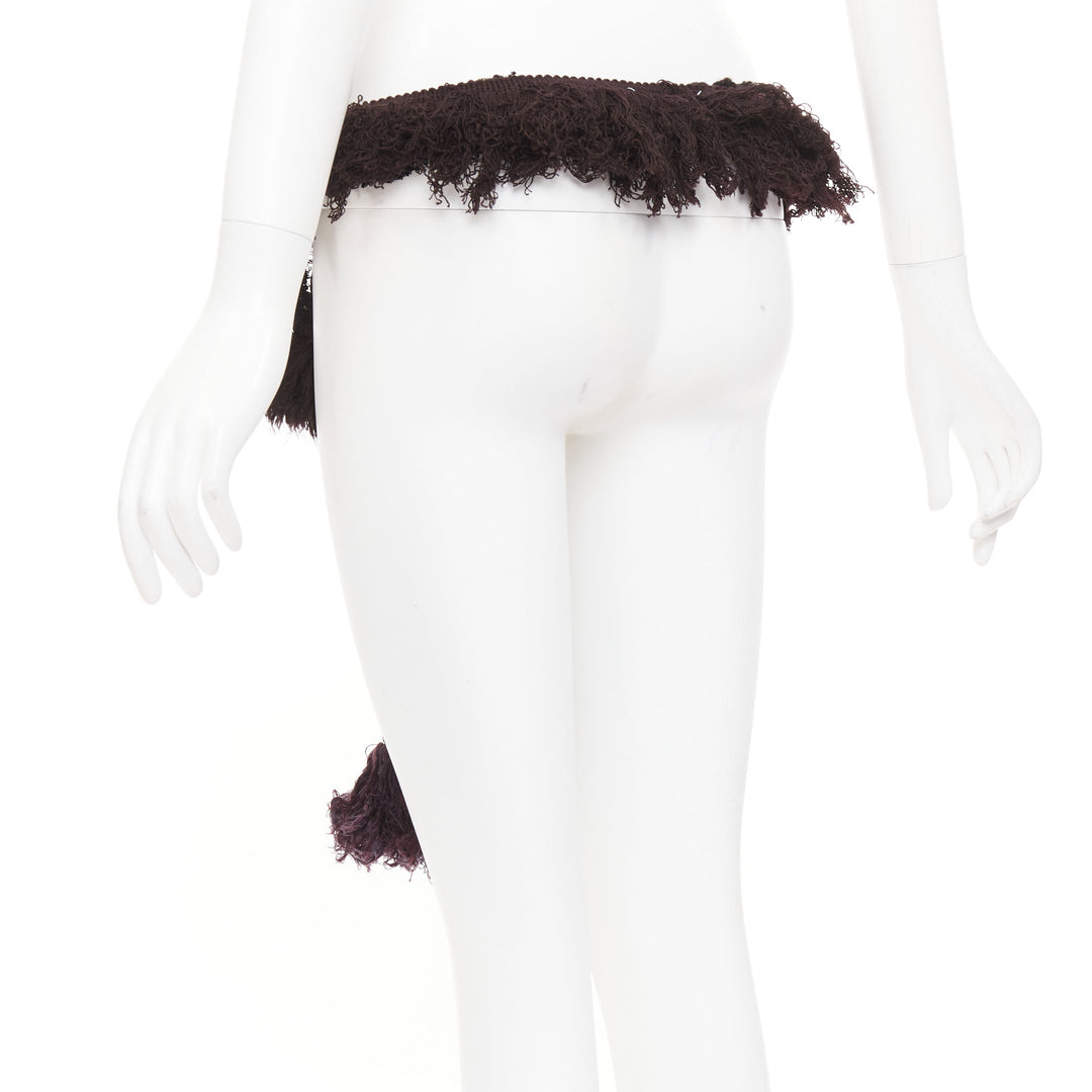 rare MARTIN MARGIELA ARTISANAL black fabric fringed tassel pom pom belt