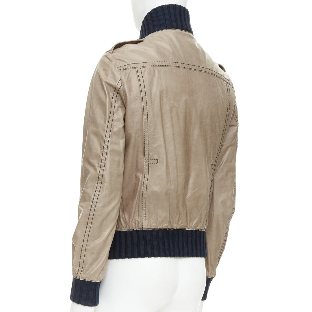 GUCCI Vintage Madonna brown coated leather flight bomber jacket IT48 M