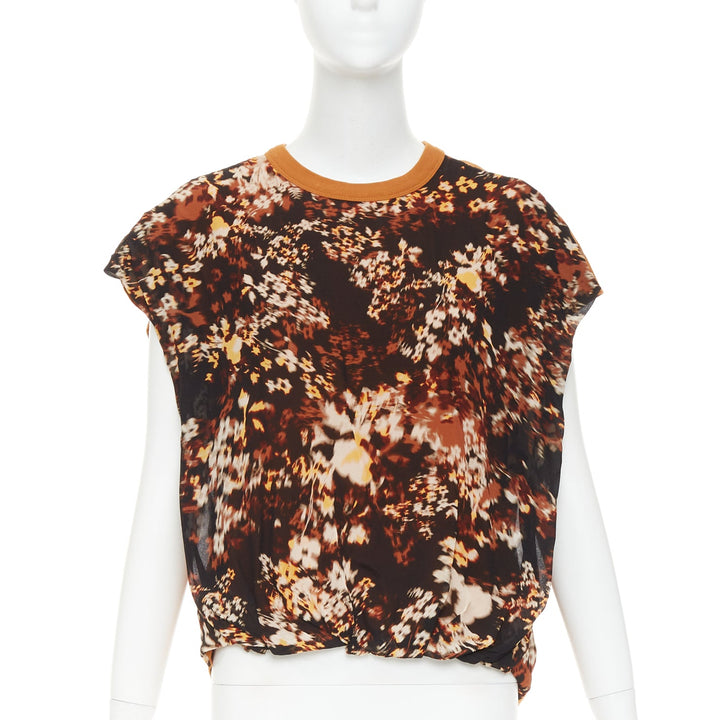 DRIES VAN NOTEN 2021 Hernet brown black cotton blurry floral cap sweater S