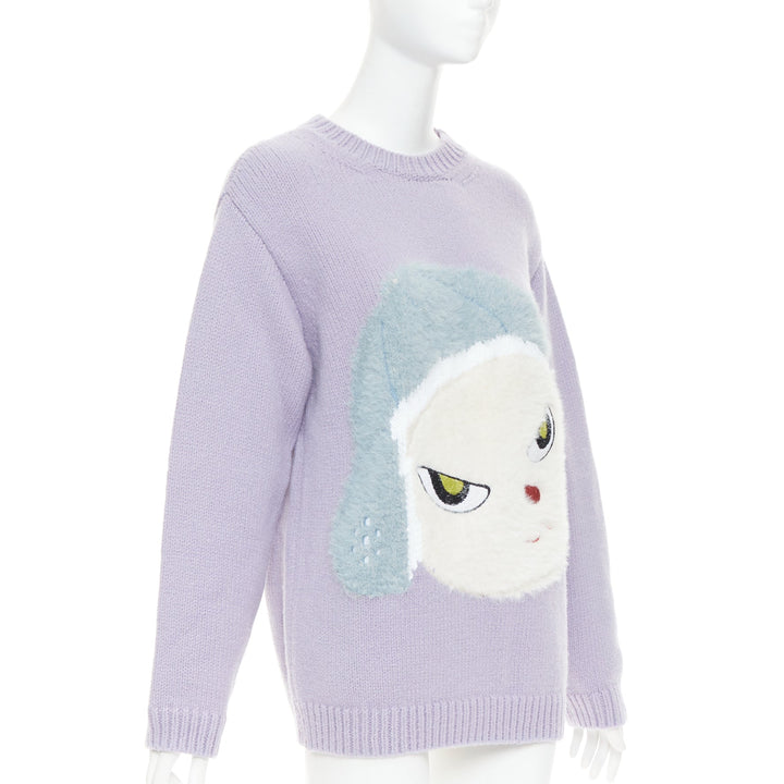 STELLA MCCARTNEY Yoshitomo Nara 2022 lilac Mission Sheep Intarsia wool sweater M