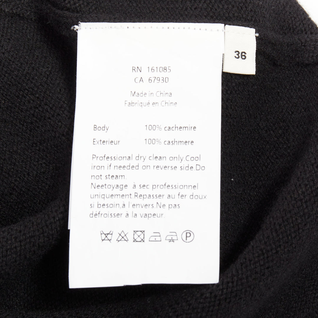 ALEXANDER WANG black Hotfix crystal double cashmere cropped sweater IT36 XXS