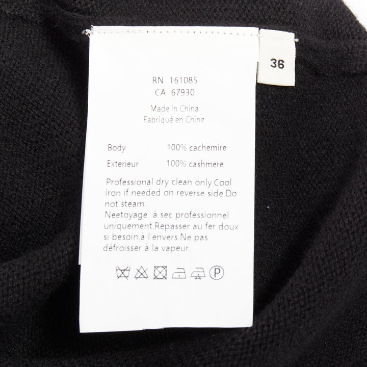 ALEXANDER WANG black Hotfix crystal double cashmere cropped sweater IT36 XXS