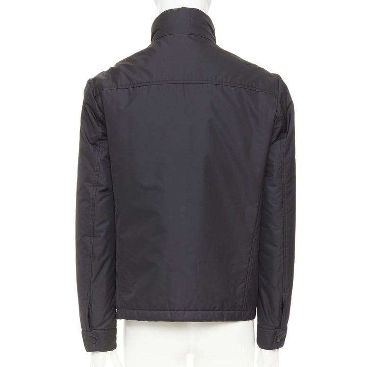 BRIONI black water repellent nylon  plush lined storm jacket M