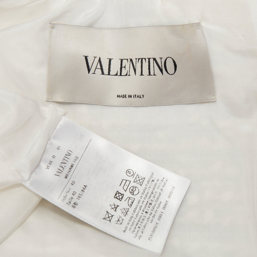VALENTINO 2021 Roman Stud optical white cotton tweed short sleeve dress IT40 S