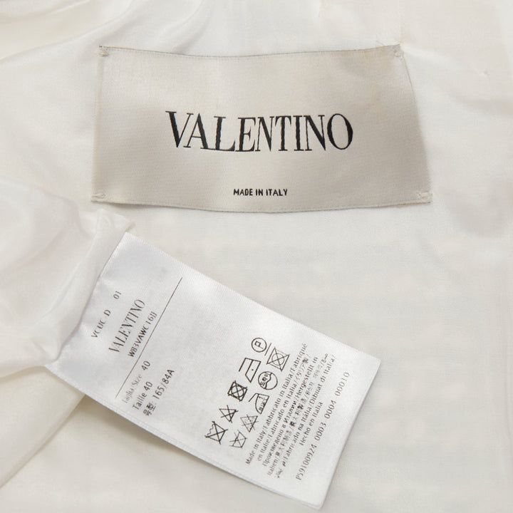 VALENTINO 2021 Roman Stud optical white cotton tweed short sleeve dress IT40 S