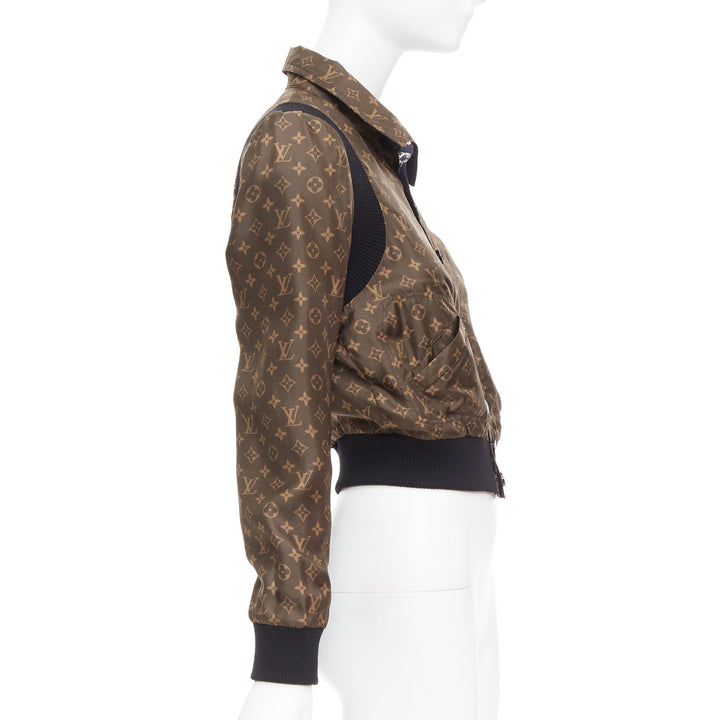 LOUIS VUITTON 2021 Reversible LV monogram cropped bomber jacket FR36 S