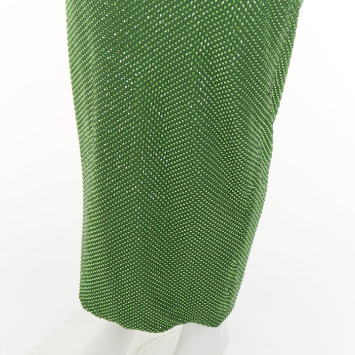 ALEXANDRE VAUTHIER COUTURE SS2019 Runway green crystal pad shoulder dress FR36 S