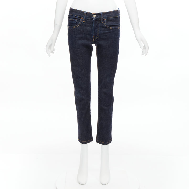 TOM FORD dark blue classic washed denim logo tag cropped jeans 28"