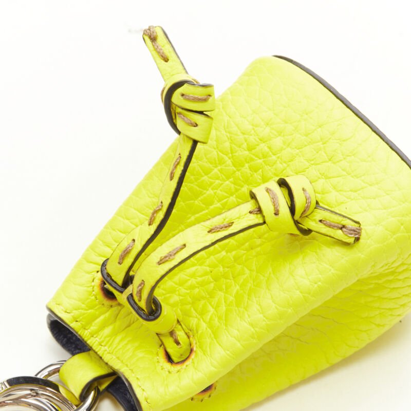 FENDI Mon Tresor Micro Bucket drawstring bright yellow leather bag charm
