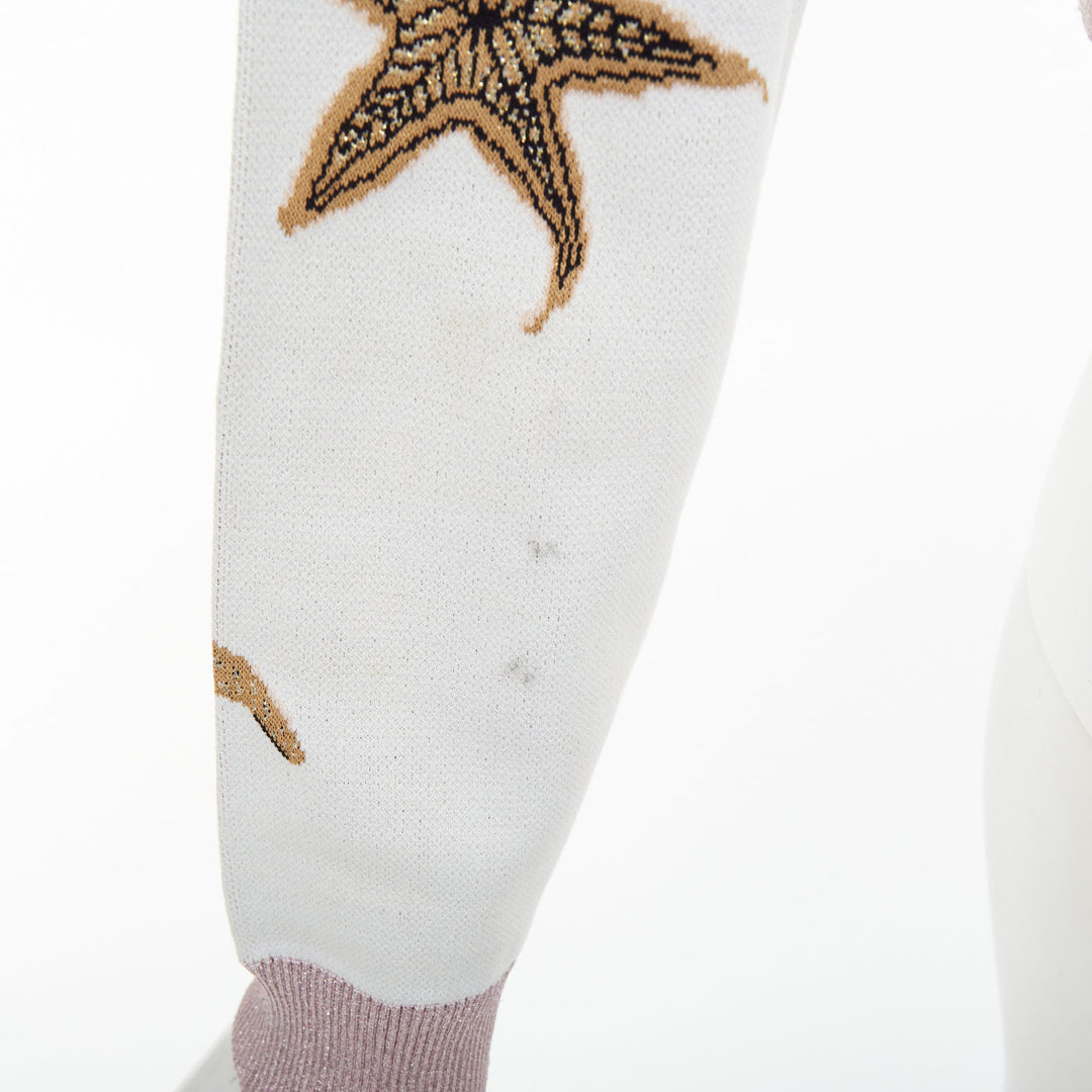 VERSACE 2021 Tresor de la Mer pink crystal starfish lurex crop sweater IT38 XS