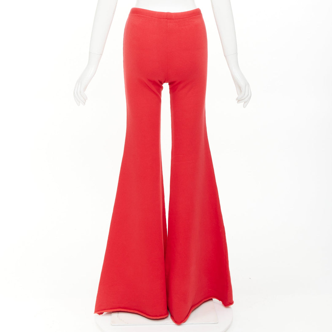 VETEMENTS Demna 2019 red cotton embroidered logo wide flared sweat pants XS