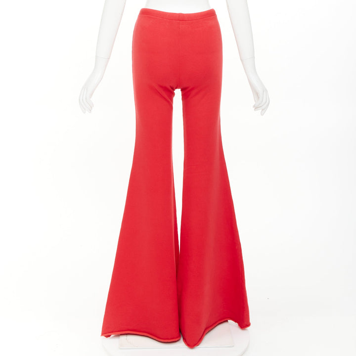 VETEMENTS Demna 2019 red cotton embroidered logo wide flared sweat pants XS