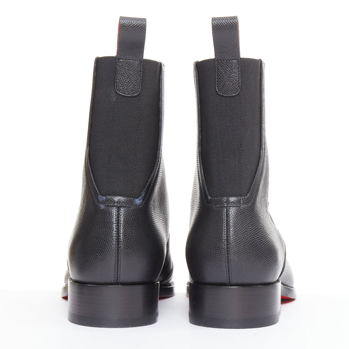 CHRISTIAN LOUBOUTIN Boabi black calf grain leather chelsea boot EU41.5 US8.5