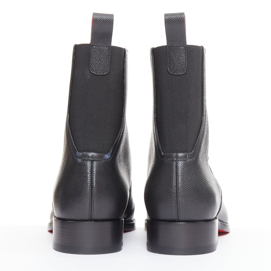 CHRISTIAN LOUBOUTIN Boabi black calf grain leather gusset chelsea boot EU41 US8